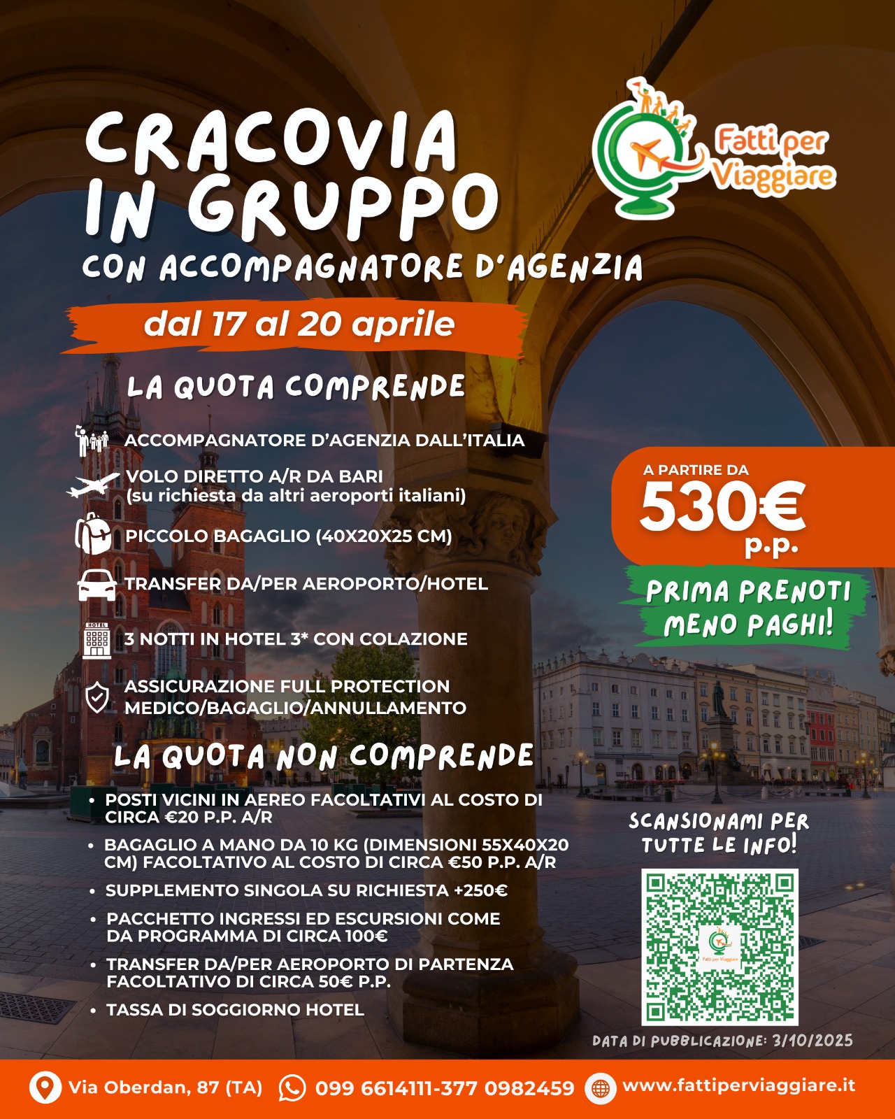 VIAGGIO DI GRUPPO CRACOVIA & AUSCHWITZ