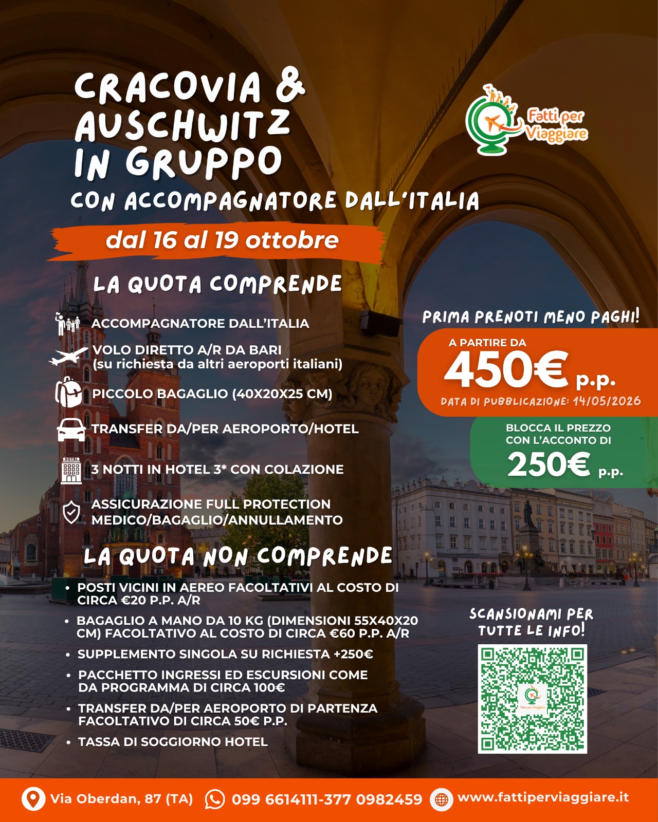 Viaggio di gruppo: CRACOVIA & AUSCHWITZ