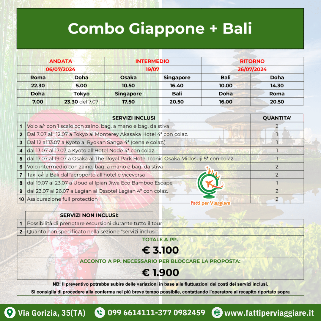 COMBO GIAPPONE + BALI