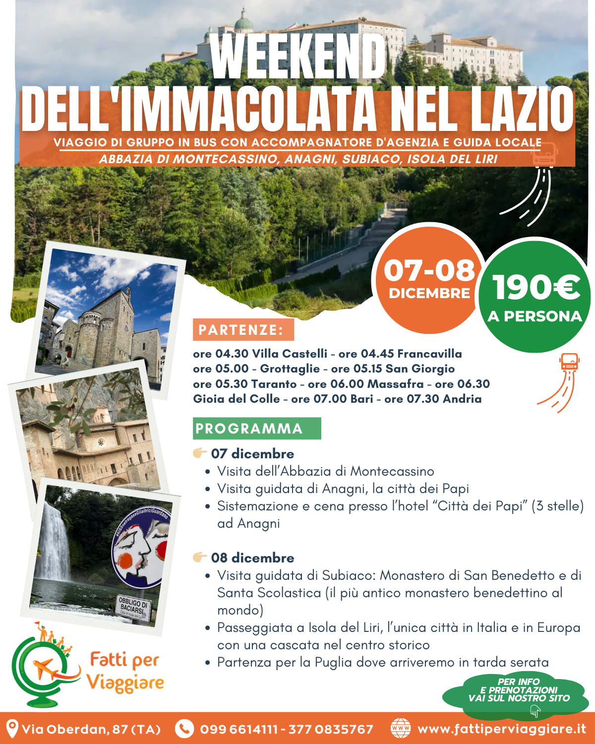 WEEKEND DELL'IMMACOLATA NEL LAZIO